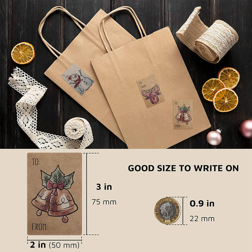 Etiquetas De Regalo De Feliz Navidad, 250 Unidades De 2 X 3