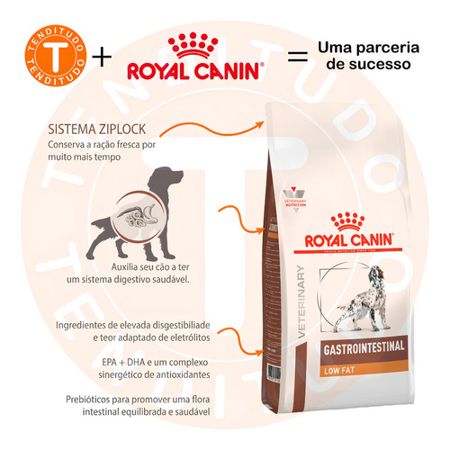 Alimento Royal Canin Veterinary Diet Canine Gastrointestinal Low Fat para cão adulto de raza todos os tamanhos sabor mix de 1.5 kg