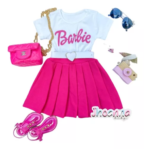 Conjunto Blusa e saia em Paete Barbie menina blogueirinha moda