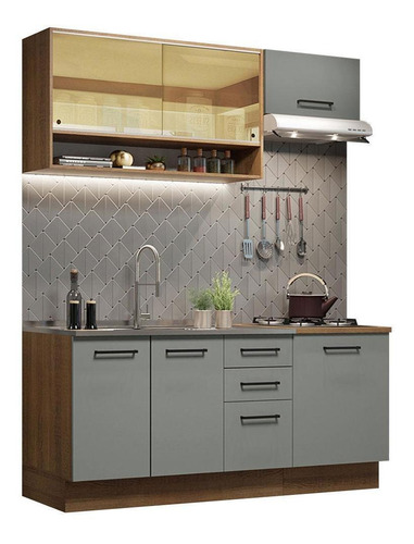 Cozinha Completa Madesa Agata 180004 C Armár Balc S Tampo Rc Cor Rustic/Cinza