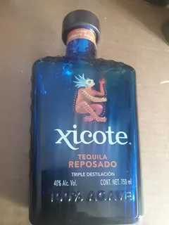 Botella Vacia Azul De Tequila Xicote