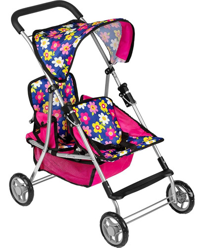 Fash N Kolor Twin Baby Doll Stroller - Pretend Play Baby Str