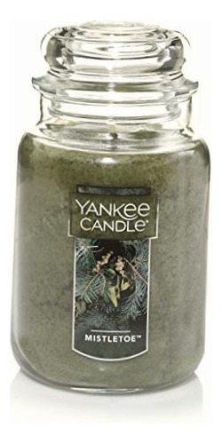Yankee Candle 22-ounce Tarro Grande, Mistletoe Color Verde Fragancia Muérdago Liso