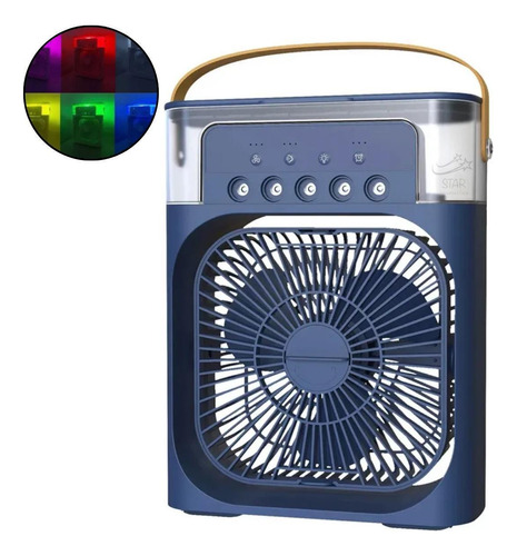 Ventilador Umidificador Portátil 3 Velocidades Azul 600ml