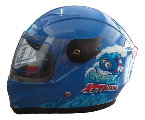 Casco Cerrado Infantil Azul Con Luz 