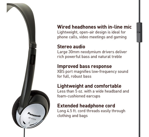 Auriculares Panasonic Rp-ht21m, C/ Micrófono, Conector De 3,