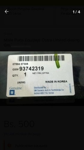 Malla Porta Equipaje Optra Limited-desing Original Gm 