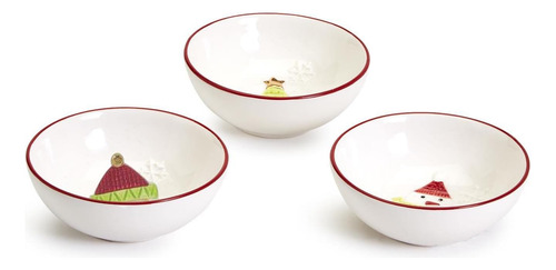 Twos Company Merry And Bright Set Of 3 Christmas Tidbit Bowl