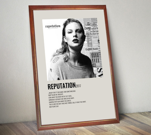Taylor Swift Poster Album Reputation En Cuadro Vidriado