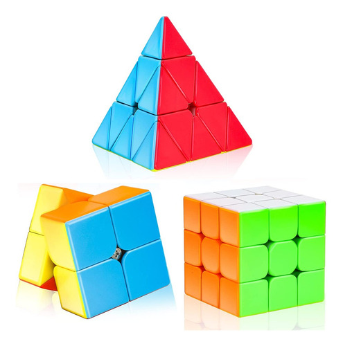 Paquete Cubo Mágico De 3 Piezas 2x2+3x3+pyraminx Moyu Carbon