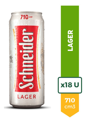 Imagen 1 de 9 de Cerveza Schneider Rubia Lata 710ml Pack X18 La Barra Oferta