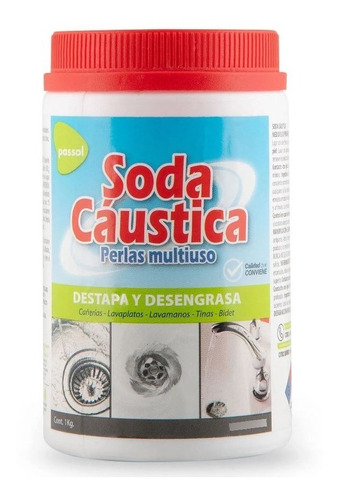 Imagen 1 de 2 de Soda Cáustica En Perlas Pote 1kg Passol