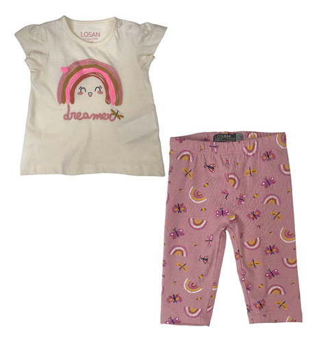 Conjunto De Camiseta Y Legging, Losan, 218-8003al Para Niña