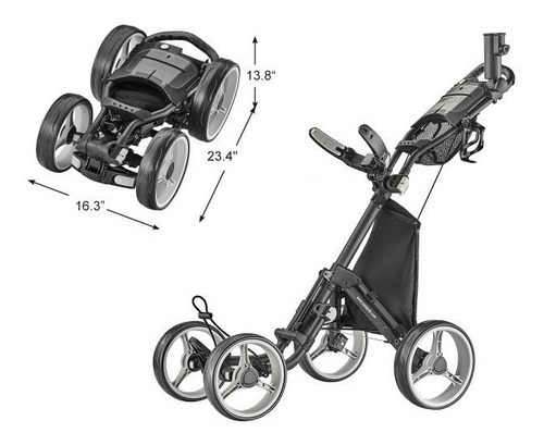 Imagen 1 de 5 de Carro Manual Golf Caddytek Explorer 4 Rdas Color Negroc/gris