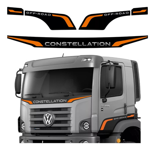 Kit Faixa Adesiva Constellation Caminhão 2023 Volks Laranja