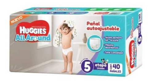 Huggies All Around Autoajustables E 5 Unisex 40pzs 3paquetes
