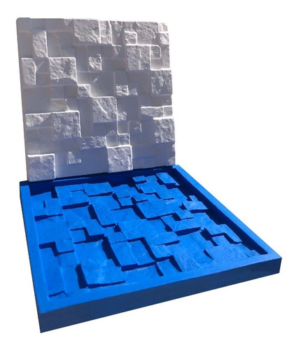 Forma Silicone Gesso Cimento Parede 3d Mosaico 100% Silicone Cor Azul