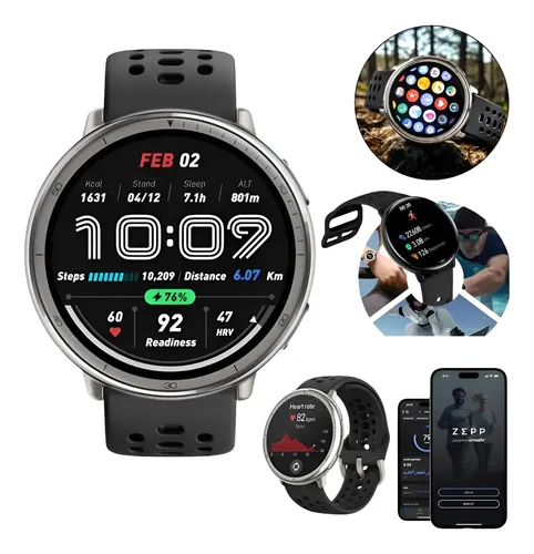 Relógio Inteligente Bluetooth Amazfit Active 2 Amoled Redond Branco Mesh Preto Prateado