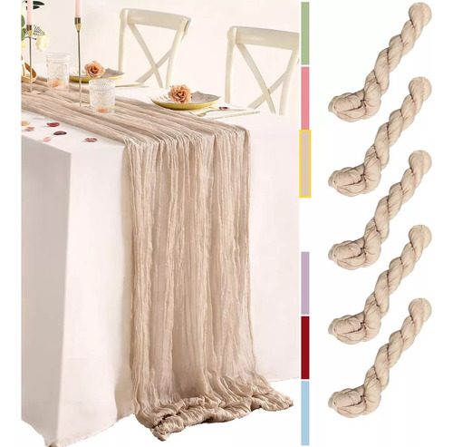 5pzs Camino De Mesa Boho Gasa Estilo Rústico Decoración Boda