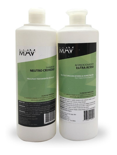 Shampoo Acondicionador Neutro Mav Pre Y Post Tecnico 1000ml 