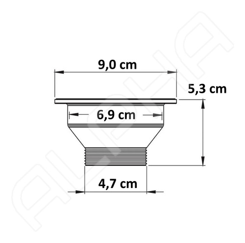 Válvula Americana Escoamento P/ Pia Cozinha 3.1/2 Aço Inox Acabamento Polido brilhante Cor Prateado
