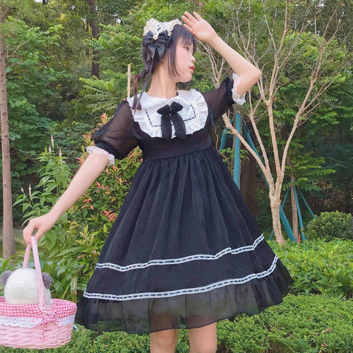 Lolita Daily Doll Neckline Puff Sleeve Niña Vestido Princesa