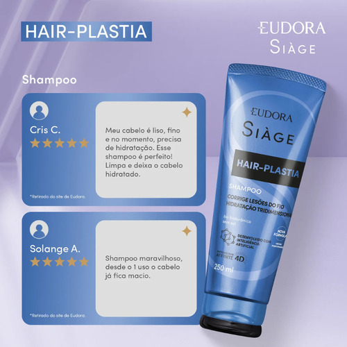 Plástica Capilar Eudora Siàge Hair-Plastia restauração de 450mL 450g