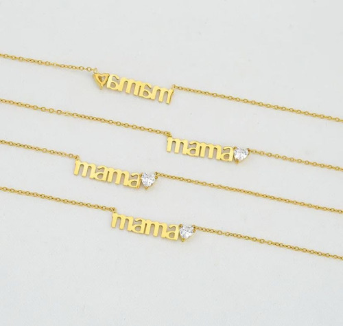 Collar Mamá Corazón Acero Inoxidable Regalo Ideal Dorado