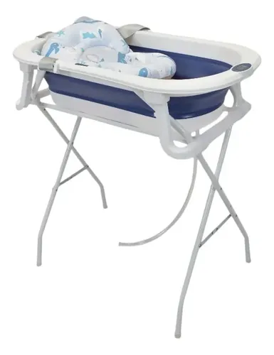 Banheira Dobrável Happy Baby Azul com Suporte e Termômetro WORLD BABY