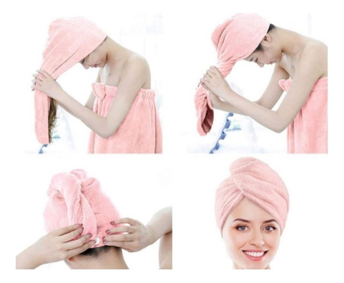 Toalla De Microfibra Turbante Cabello Secado Rapido