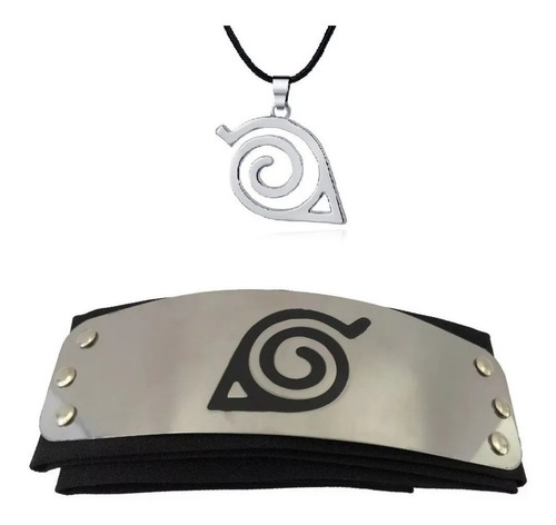 Colar Com Pingente Naruto Aldeia Da Folha E Bandana