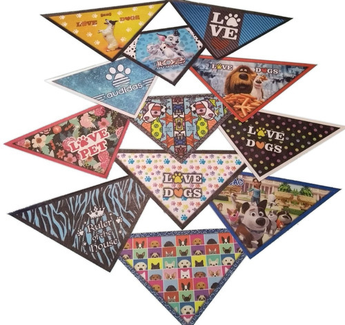 Bandanas Pet Courino 40 Estampas P/m 100 Unidades.