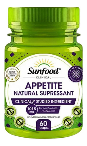 Appetite Natural 60 Cápsulas Sunfood Inibidor De Apetite