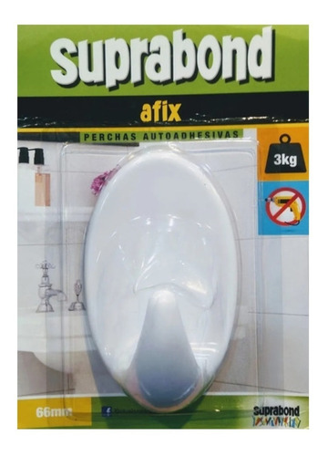 Percha Autoadhesivo Suprabond Blanca Oval Afix Original 