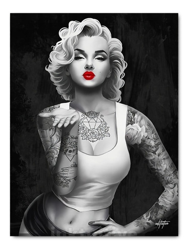 Imagen 2 de 7 de Cuadros Marilyn Monroe Tatoo Hollywood Decorativos Modernos.