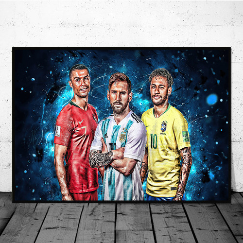 Lienzo De Póster De Fútbol De Messi Ronaldo Neymar Para Deco