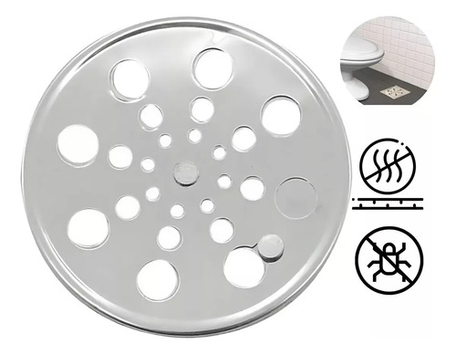 Kit 2 Grelha Para Ralo Redonda 10x10 Com Fecho Rotativo Abre E Fecha Em Aço Inox