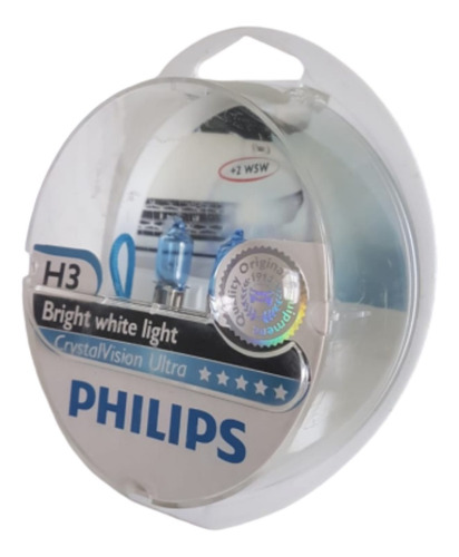Lâmpada Super Branca Philips H3 Crystal Vision Ultra + Pingo