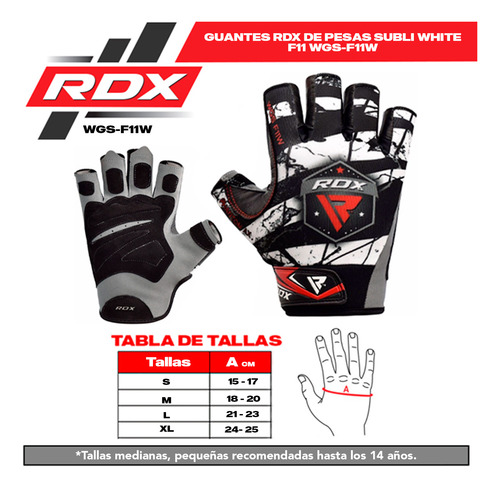 Guantes Rdx De Pesas Subli White F11 Wgs-f11w