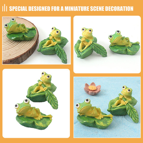 2 Estatuas De Ranas Domésticas En Miniatura Hechas En Resina