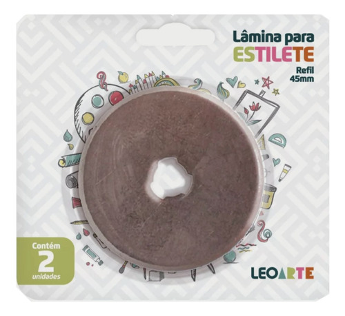 2 Lâminas Refil Para Estilete Rotativo 45mm Leonora