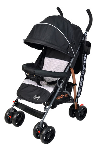 Coche Paragüita Reforzado Bebe Paseo Carrito Bipokids Negro Gris
