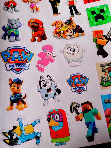 Sticker Vinilo Decorativo Bluey, Paw Patrol, Minecrat X 20