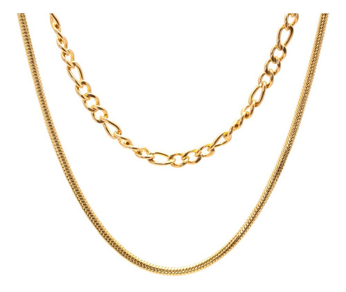 Collar Doble Oro Mujer Joyeria Acero Inoxidable - Chabacano