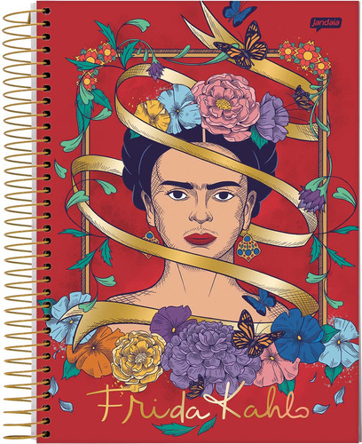 Caderno Espiral Frida Kahlo Vermelho 1 Matéria 80 Folhas