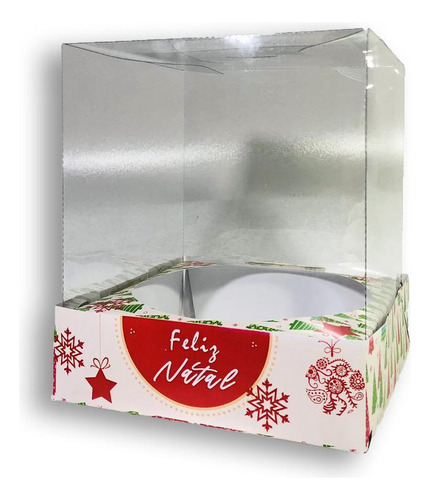 Caixa Panetone 500g Feliz Natal Verde 10und