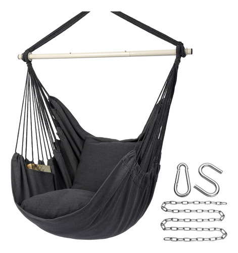 Silla Hamaca Colgante Gris Oscuro Con 2 Cojines Incluidos