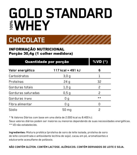 Suplemento en polvo Optimum Nutrition Proteína Gold Standard 100% Whey proteína sabor double rich chocolate en pote de 2.27kg