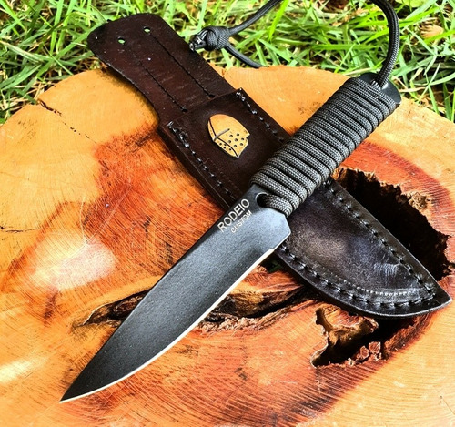 Faca Fr1 Tática Toda Preta Bushcraft Edc Rodeio Com Bainha