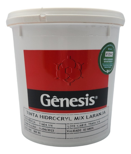 Tinta Serigrafia Hidrocryl Mix Laranja Genesis 900ml